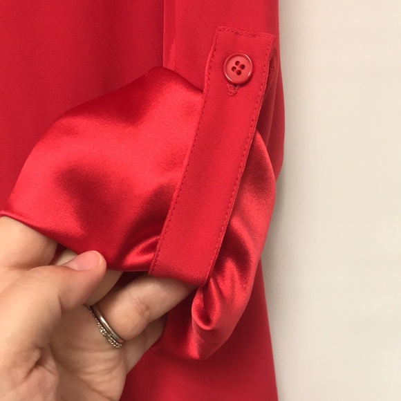 Lafayette 148 New York Red Silk Button Blouse - Picture 4 of 12